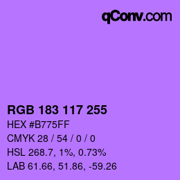 Farbcode: RGB 183 117 255 | qconv.com