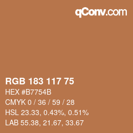 颜色代码: RGB 183 117 75 | qconv.com