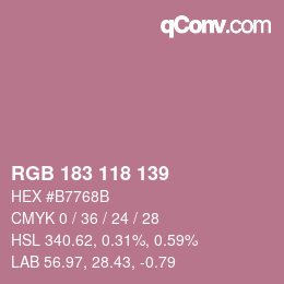 Farbcode: RGB 183 118 139 | qconv.com