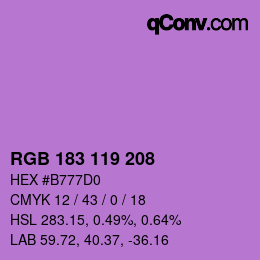颜色代码: RGB 183 119 208 | qconv.com