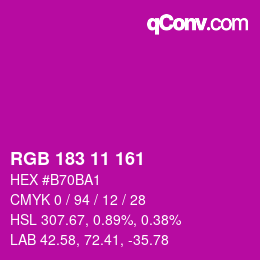 颜色代码: RGB 183 11 161 | qconv.com