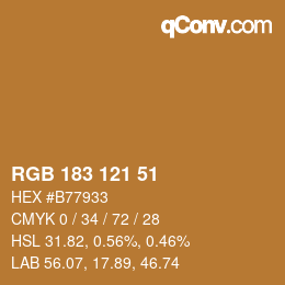 Color code: RGB 183 121 51 | qconv.com