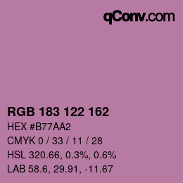 カラーコード: RGB 183 122 162 | qconv.com