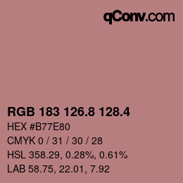 カラーコード: RGB 183 126.8 128.4 | qconv.com