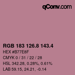 カラーコード: RGB 183 126.8 143.4 | qconv.com