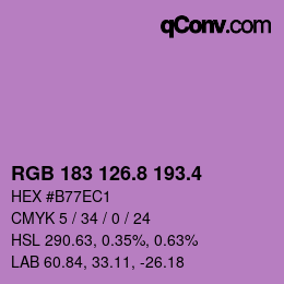 カラーコード: RGB 183 126.8 193.4 | qconv.com