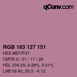 Farbcode: RGB 183 127 151 | qconv.com