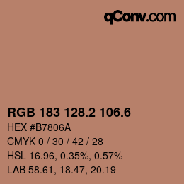 カラーコード: RGB 183 128.2 106.6 | qconv.com