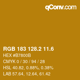 カラーコード: RGB 183 128.2 11.6 | qconv.com