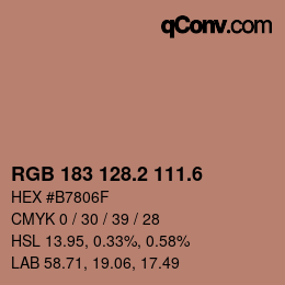 カラーコード: RGB 183 128.2 111.6 | qconv.com
