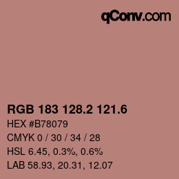 カラーコード: RGB 183 128.2 121.6 | qconv.com