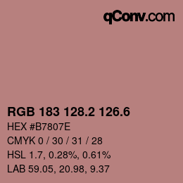 カラーコード: RGB 183 128.2 126.6 | qconv.com