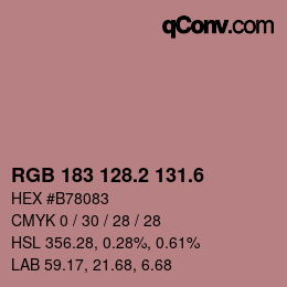 カラーコード: RGB 183 128.2 131.6 | qconv.com