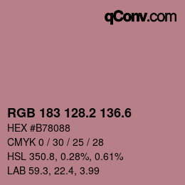 カラーコード: RGB 183 128.2 136.6 | qconv.com
