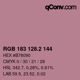 カラーコード: RGB 183 128.2 144 | qconv.com