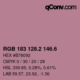 カラーコード: RGB 183 128.2 146.6 | qconv.com
