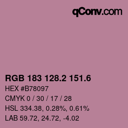 カラーコード: RGB 183 128.2 151.6 | qconv.com