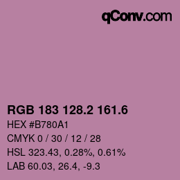 カラーコード: RGB 183 128.2 161.6 | qconv.com