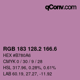 カラーコード: RGB 183 128.2 166.6 | qconv.com