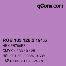 カラーコード: RGB 183 128.2 191.6 | qconv.com