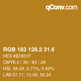 カラーコード: RGB 183 128.2 31.6 | qconv.com