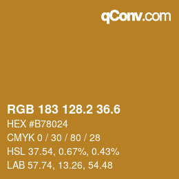 カラーコード: RGB 183 128.2 36.6 | qconv.com
