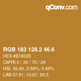 カラーコード: RGB 183 128.2 46.6 | qconv.com