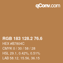 カラーコード: RGB 183 128.2 76.6 | qconv.com