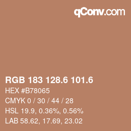 カラーコード: RGB 183 128.6 101.6 | qconv.com