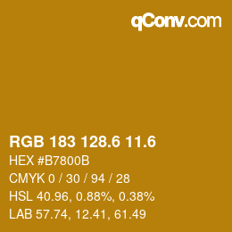 カラーコード: RGB 183 128.6 11.6 | qconv.com