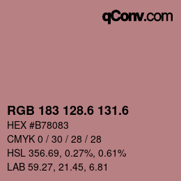 カラーコード: RGB 183 128.6 131.6 | qconv.com