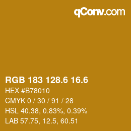 カラーコード: RGB 183 128.6 16.6 | qconv.com