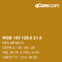 カラーコード: RGB 183 128.6 21.6 | qconv.com