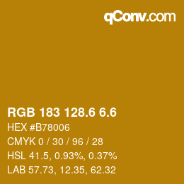 カラーコード: RGB 183 128.6 6.6 | qconv.com