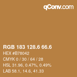 カラーコード: RGB 183 128.6 66.6 | qconv.com
