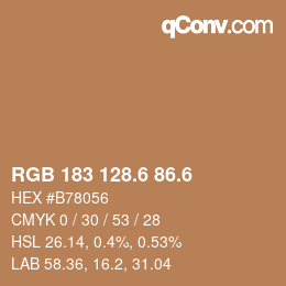 カラーコード: RGB 183 128.6 86.6 | qconv.com