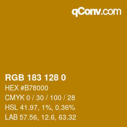 Color code: RGB 183 128 0 | qconv.com