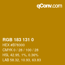 Color code: RGB 183 131 0 | qconv.com