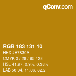 カラーコード: RGB 183 131 10 | qconv.com