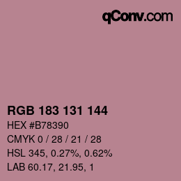 Color code: RGB 183 131 144 | qconv.com