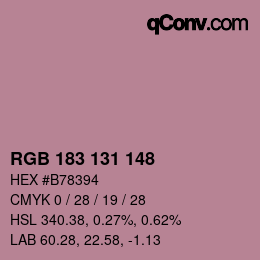 Color code: RGB 183 131 148 | qconv.com