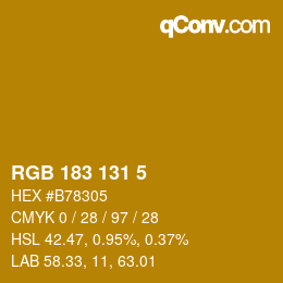 Color code: RGB 183 131 5 | qconv.com