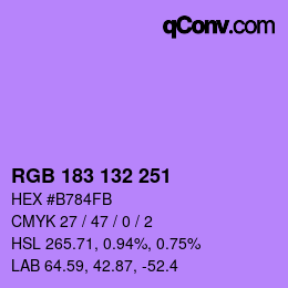 颜色代码: RGB 183 132 251 | qconv.com