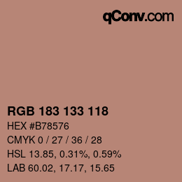 颜色代码: RGB 183 133 118 | qconv.com