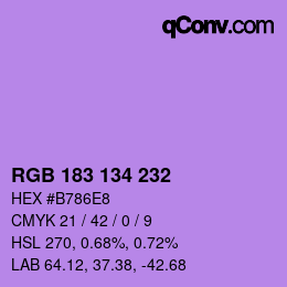 Color code: RGB 183 134 232 | qconv.com