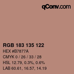 Color code: RGB 183 135 122 | qconv.com