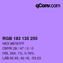 Color code: RGB 183 135 255 | qconv.com