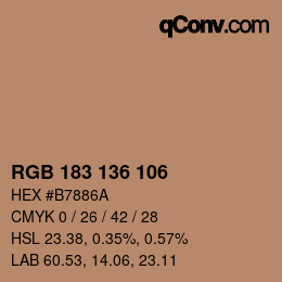 Color code: RGB 183 136 106 | qconv.com