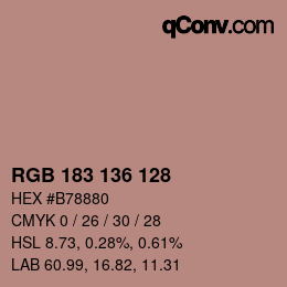 カラーコード: RGB 183 136 128 | qconv.com