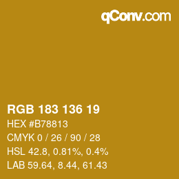 Color code: RGB 183 136 19 | qconv.com